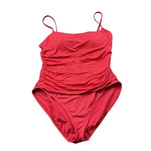 La Blanca Red One Piece Swimsuit Women's M Ruched Tummy Control